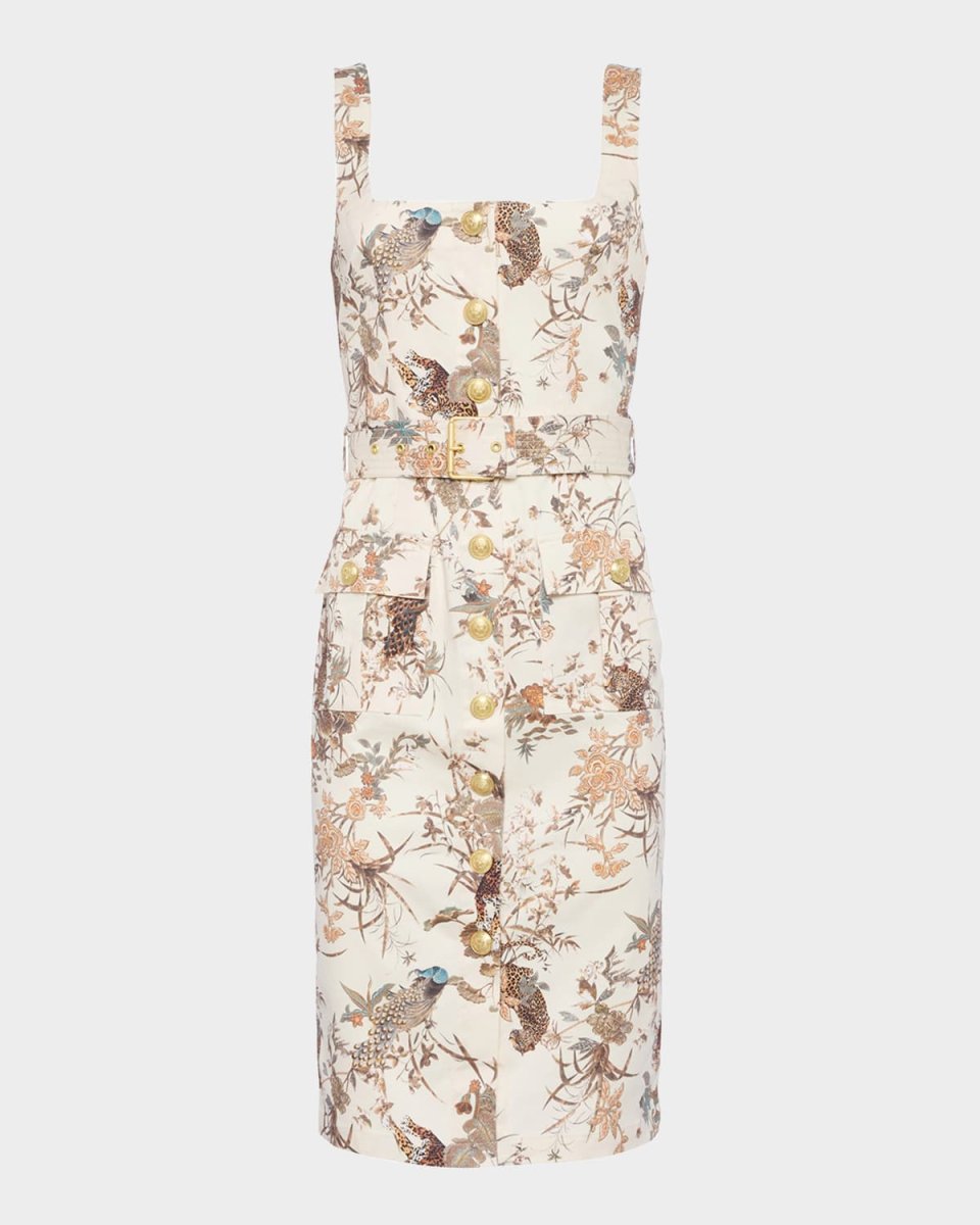Tapestry Jungle Idy Button-Front Tank Dress